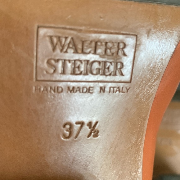 Walter Steiger Vintage Handmade Cognac Leather Slip-On Sz 37.5 Italy Western - Picture 7 of 12